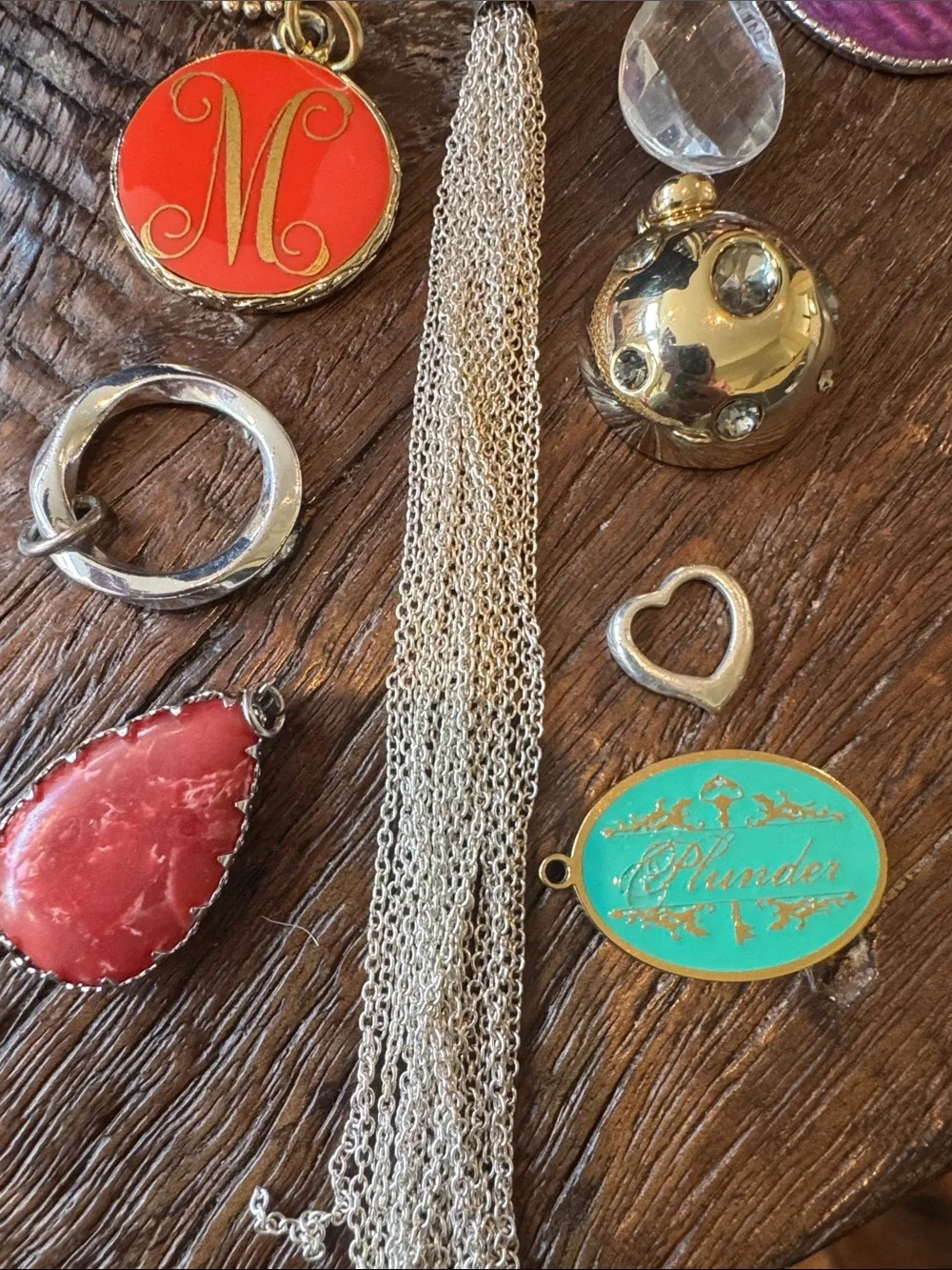 Assorted Jewelry Charms and Pendants - Red, Turquoise, Purple, Gold, Silver